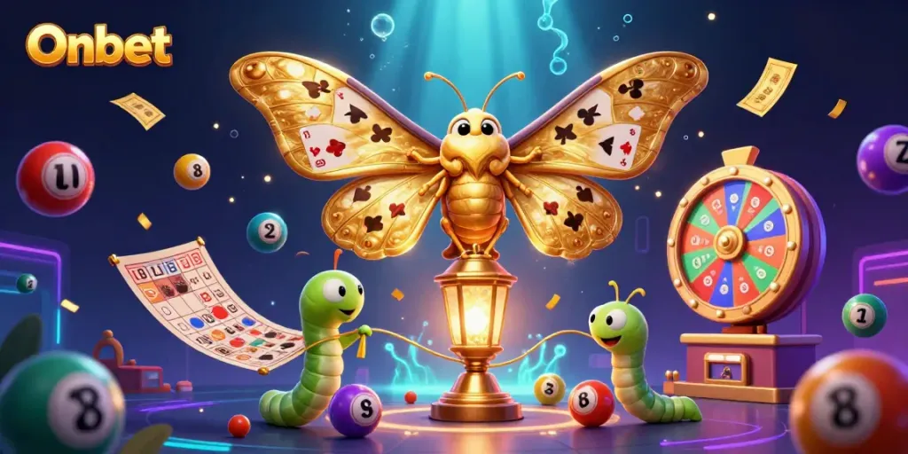 Win big at Onbet with the dazzling lottery games and vibrant casino elements in this enchanting digital scene.