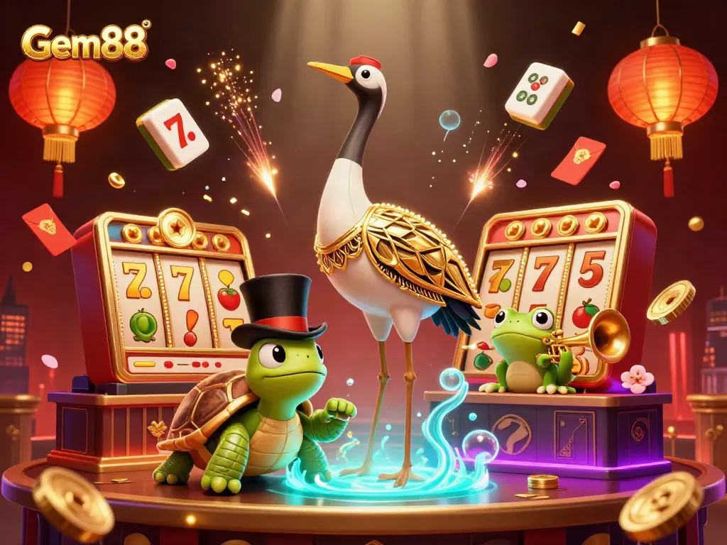 Experience thrilling gaming action at Gem88 with exciting slot machines and vibrant casino elements.