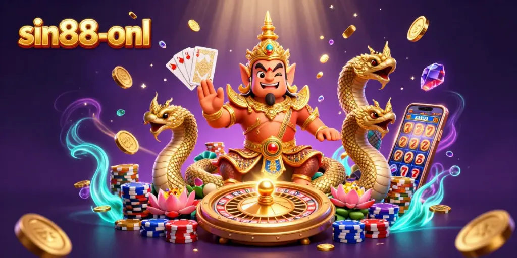 Experience the thrill of gambling at sin88-onl with vibrant 3D illustrations featuring casino action.
