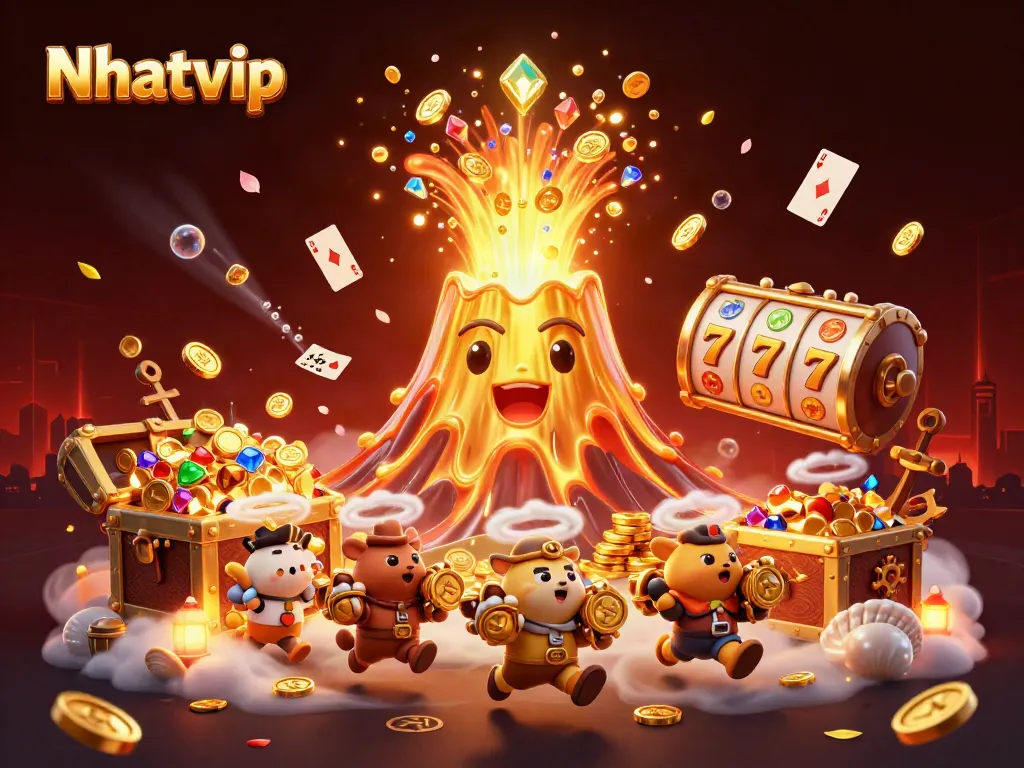 Nhatvip brings thrilling slots action with a golden volcano of treasure and endless play.