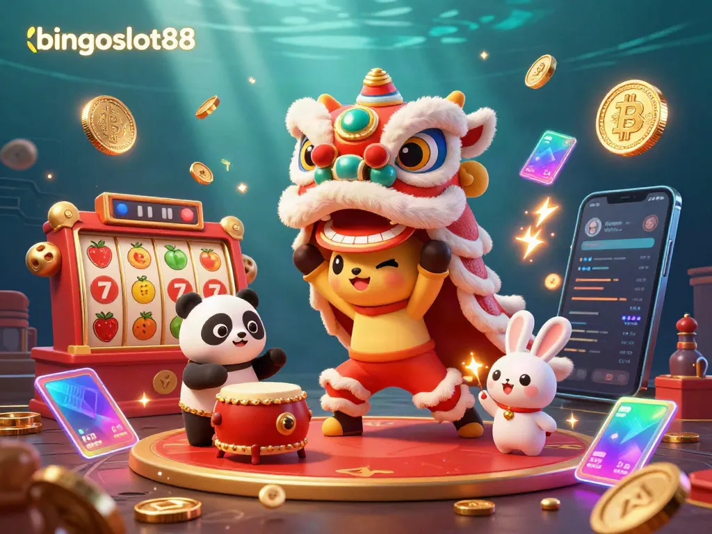 Permainan sambil mengamati keriuhan unik di bingoslot88, dengan simbol jackpot dan elemen kasino menarik.