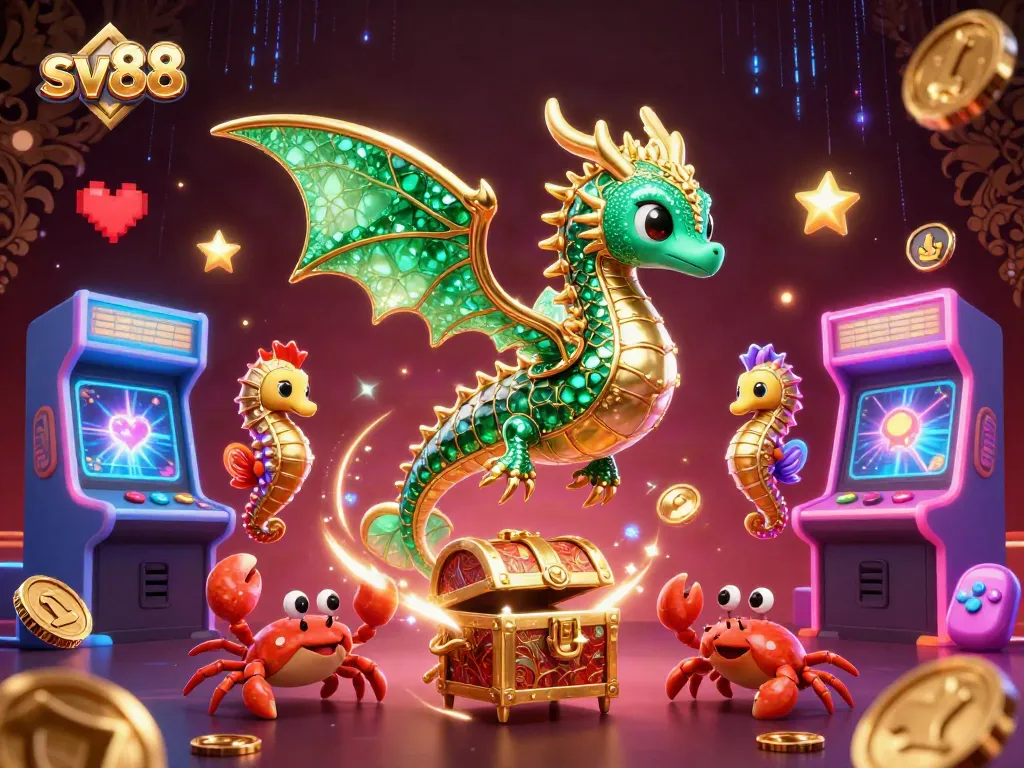 Experience thrilling gaming at sv88 with vibrant casino elements and enchanting sea creatures.