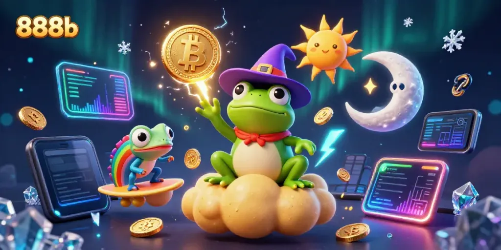 Experience exciting wins with the 888b casino vibe featuring vibrant characters and crypto elements.