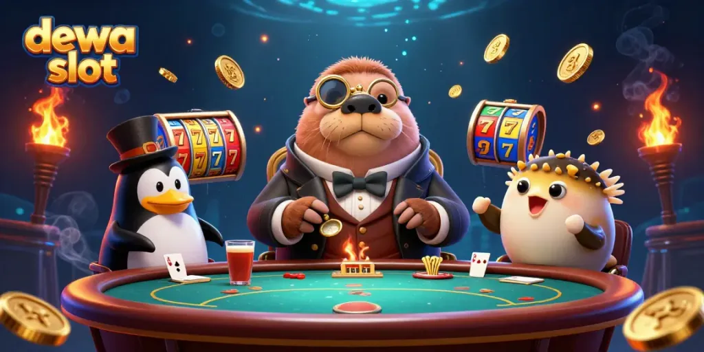 Engage in thrilling dewa slot gaming with fun characters and dynamic elements highlighting excitement.