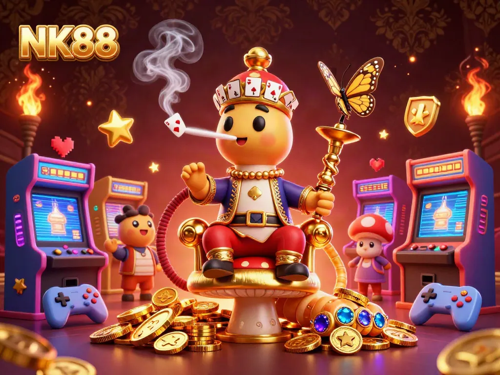 Elevate your gaming experience with NK88's vibrant 3D casino adventure featuring playful characters.