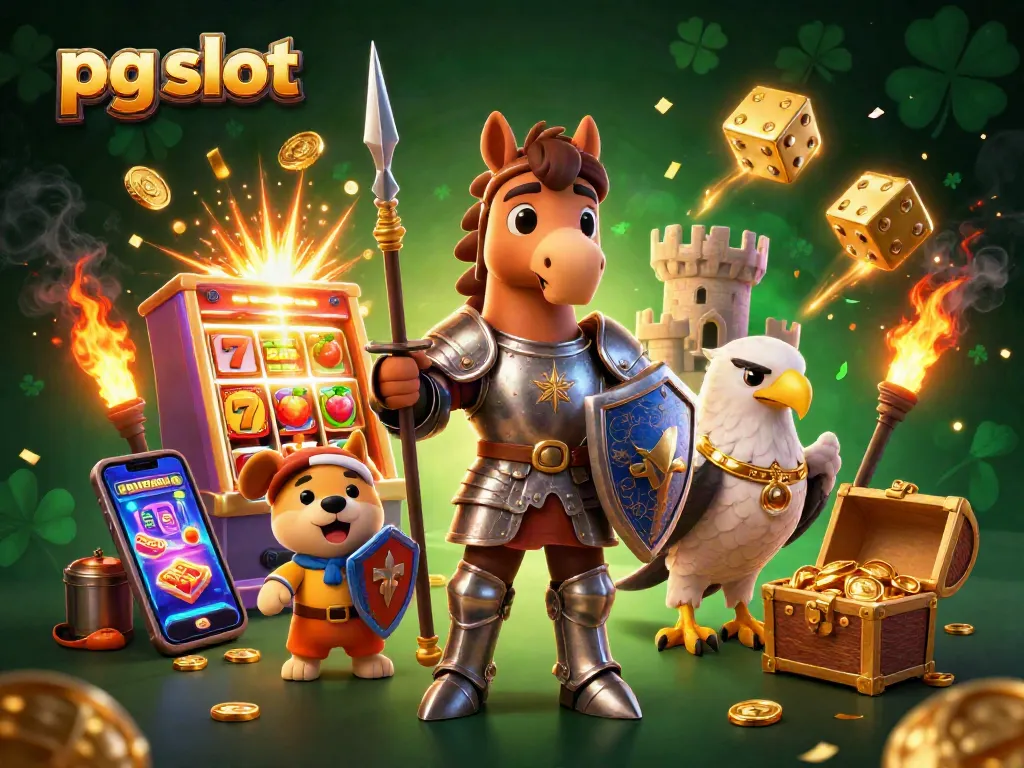 Play exciting pg slot games with dynamic 3D characters and bursting jackpot elements around them.