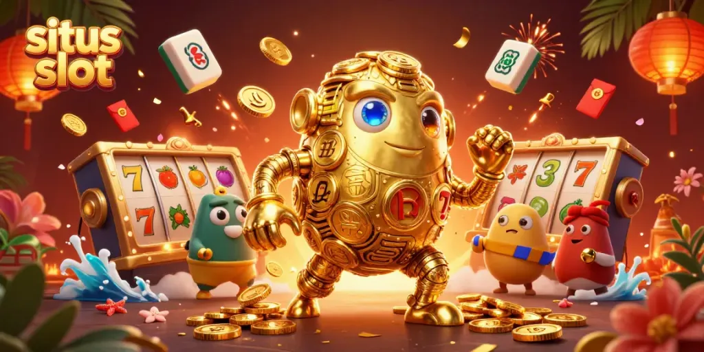 Spin the reels with situs slot and experience vibrant gaming excitement in this dynamic casino scene.