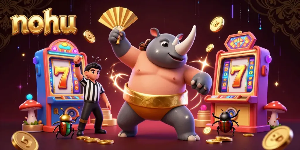 Experience thrilling gameplay as nohu's beetle champion dominates the casino with golden coins flying.