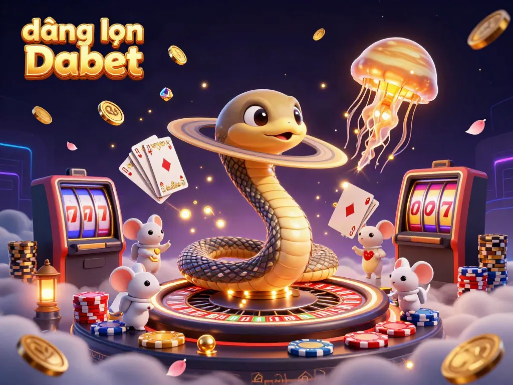 Experience the excitement of đăng nhập Dabet with our vibrant 3D casino illustration featuring cosmic elements.