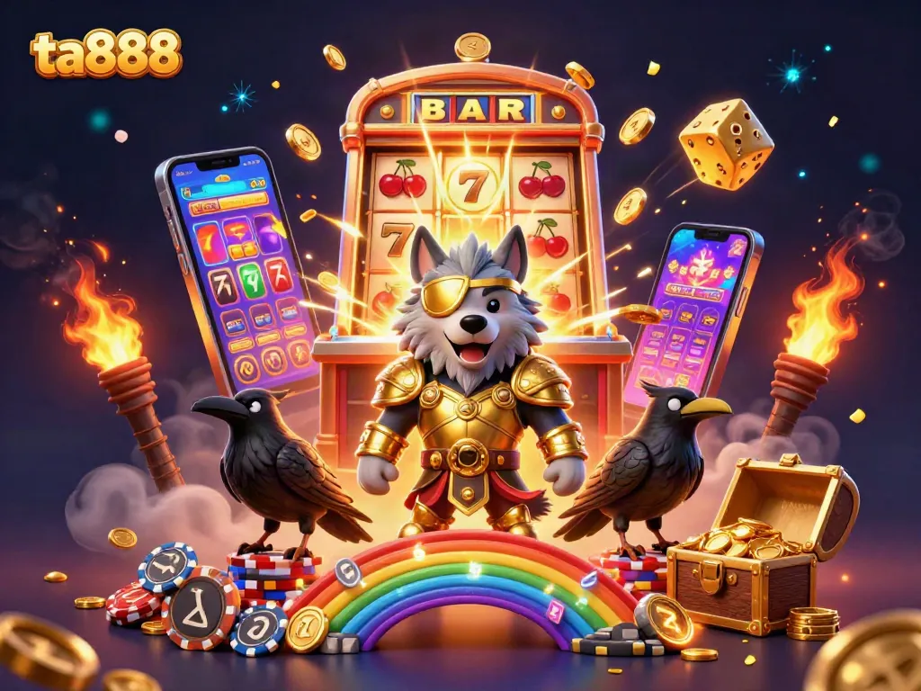 Experience thrilling gameplay at ta888 with lively Norse characters amidst dynamic casino elements.
