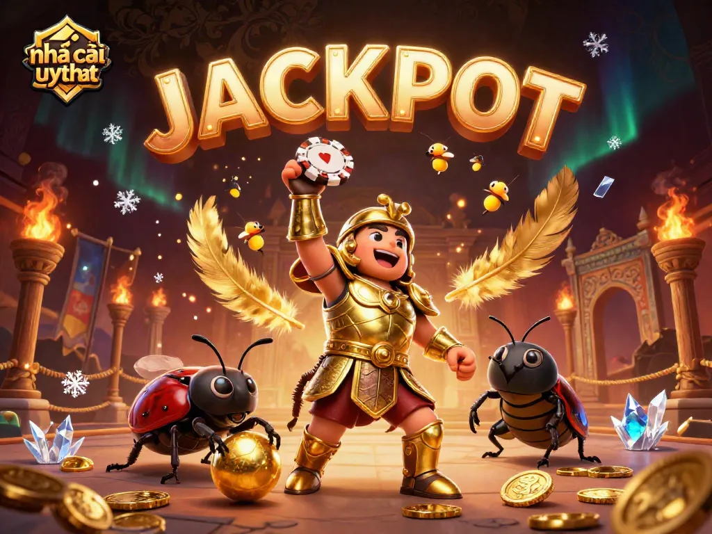 Engage with nhà cái uy tín in this vibrant illustration of victory in a dynamic casino scene.