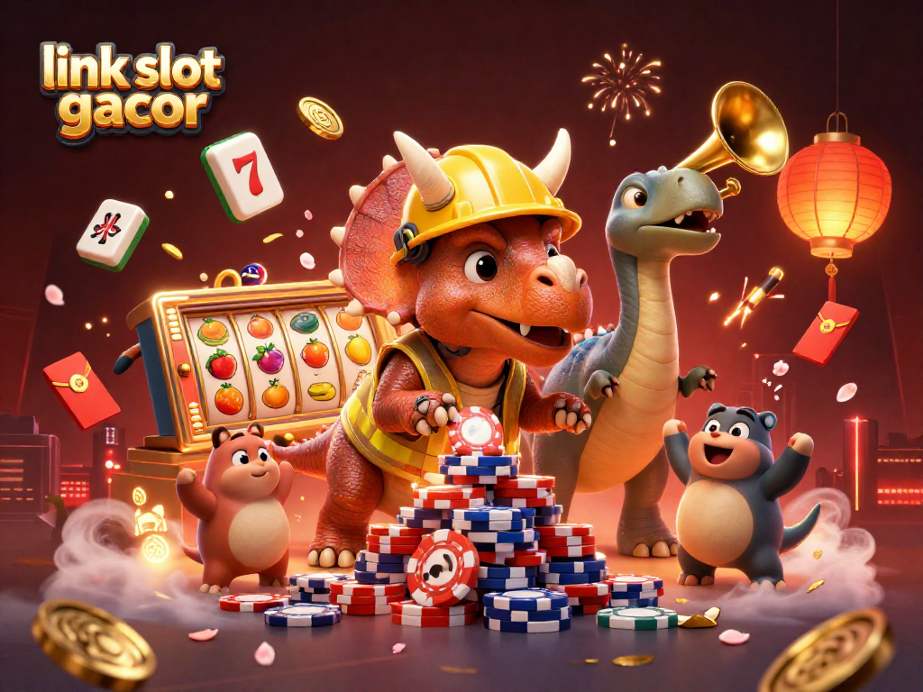 Experience winning with link slot gacor in a vibrant casino scene filled with celebration and prizes.