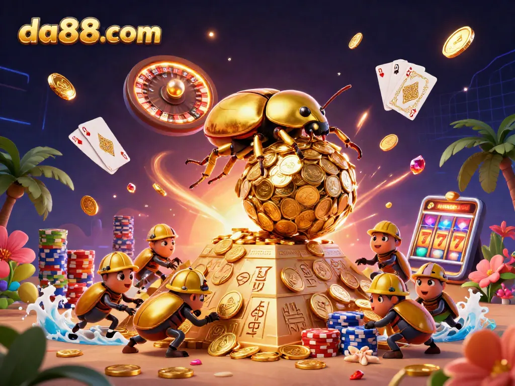 Experience exciting gameplay at da88com with immersive casino symbols and vibrant 3D elements.