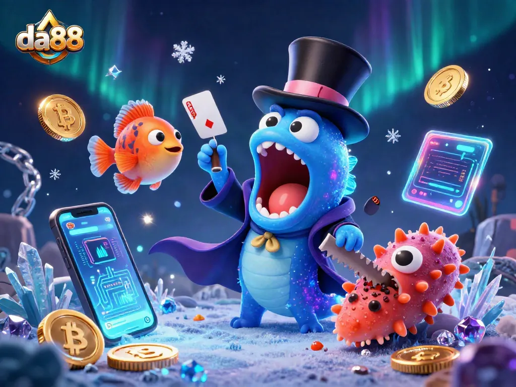 Experience the magic of da88 with a vibrant 3D illustration of underwater casino adventures.