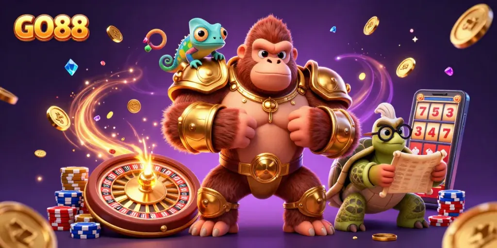 Experience the excitement of GO88 with vibrant 3D characters and dynamic gambling elements.
