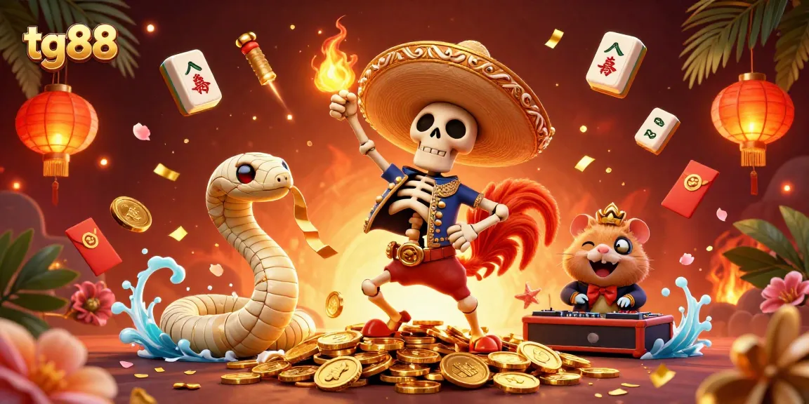 Experience thrilling gaming with tg88's vibrant 3D casino scene featuring lively animated characters and rich visuals.