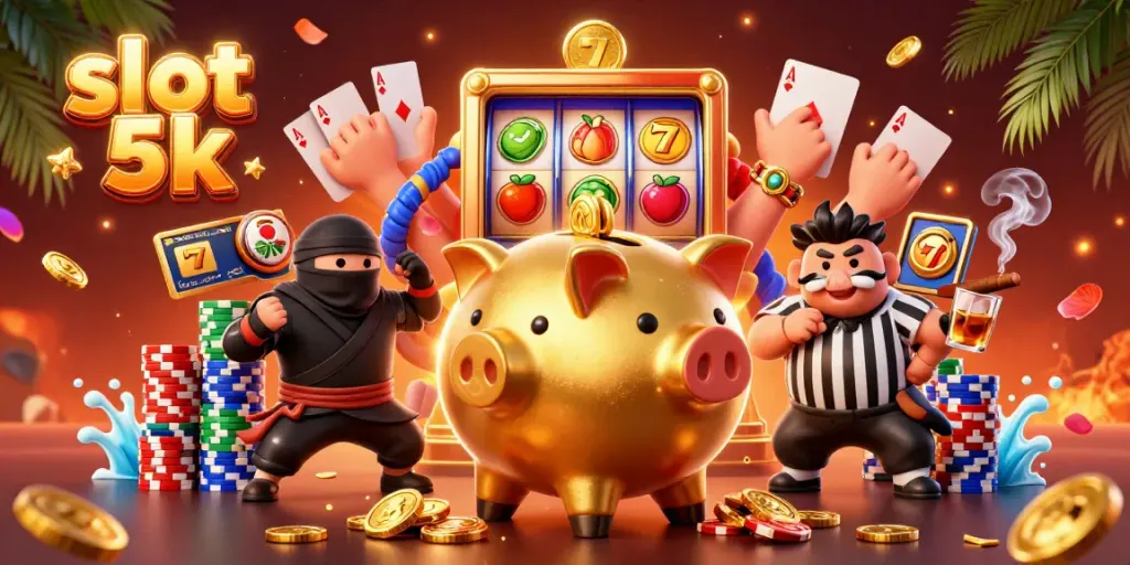 Engage with slot 5k's thrilling gameplay in this vibrant scene of dynamic casino characters.