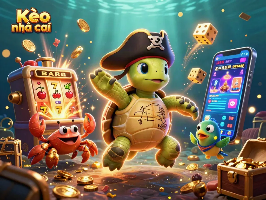 Engage in thrilling bets with Kèo nhà cái as 3D cartoon turtle and friends uncover casino treasures.