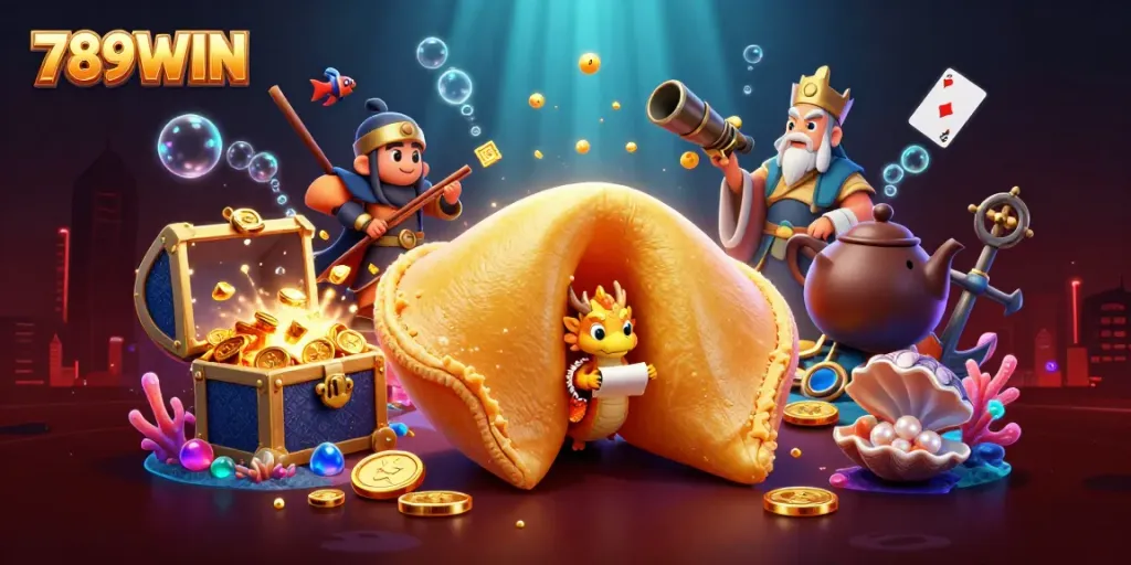 Enjoy thrilling moments with 789WIN's unique treasure-themed 3D casino scene.