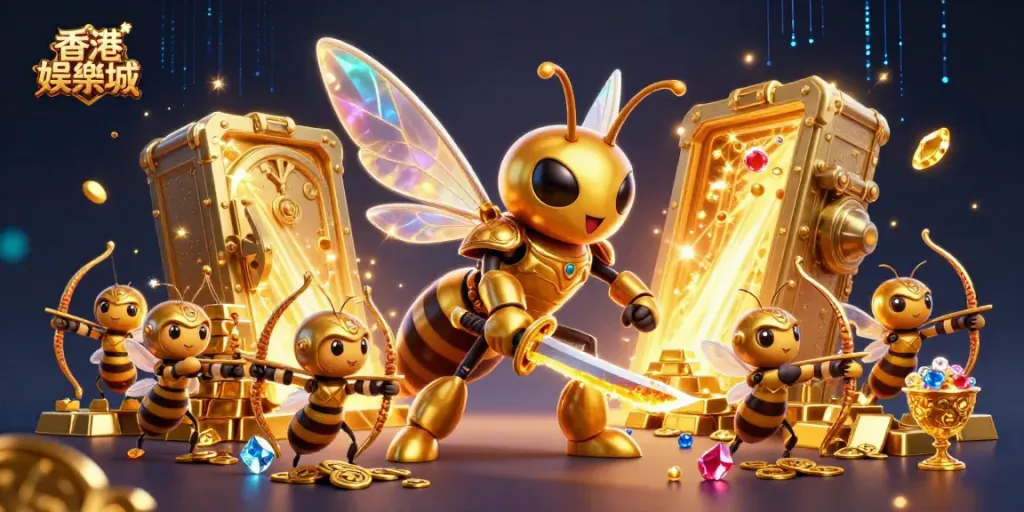 Experience thrilling wins at 香港娛樂城 with a dynamic scene of adventurous characters in a vibrant casino setting.