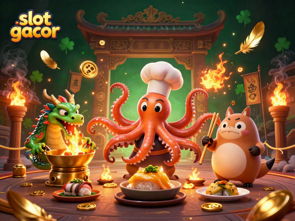 Engage with the thrilling world of slot gacor in a vibrant 3D illustration featuring dynamic casino characters.