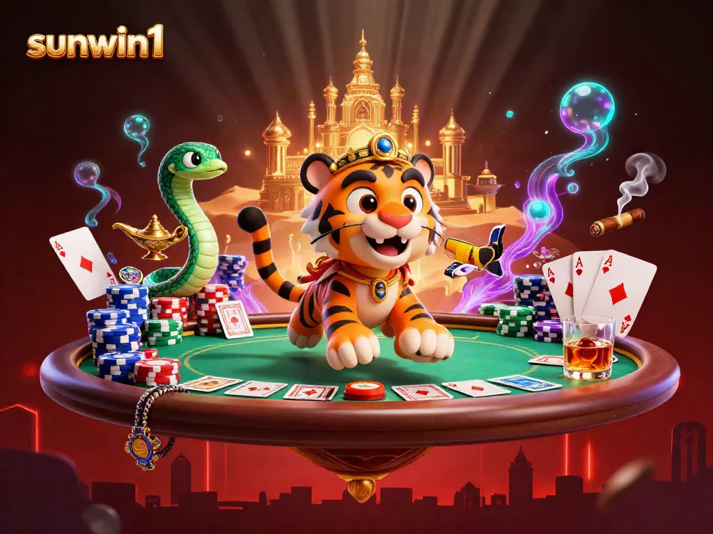 Engage in thrilling gameplay with sunwin1's vibrant casino scene featuring poker elements and immersive details.